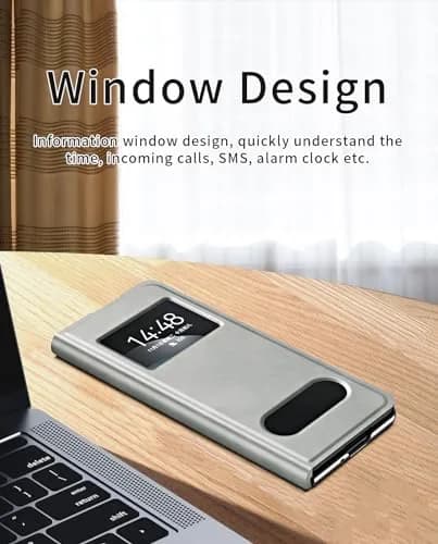 XIMAND Blue Napa Leather Flip Case for Samsung Galaxy Z Fold 6 | Open Window, Hidden Kickstand, Hinge Protection thumbnail 8