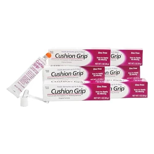 Cushion Grip Thermoplastic Denture Adhesive 1 oz (Pack of 6) | Refits & Tightens Dentures for 4-Day Secure Fit thumbnail 1
