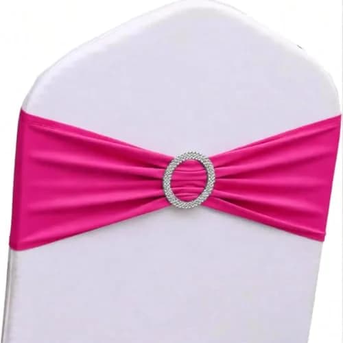 Gankar Hot Pink Spandex Chair Sashes 50 Pack | Elastic Chair Bows for Wedding Party Birthday Decor, Folding Chairs Decoration (50 Count) thumbnail 1