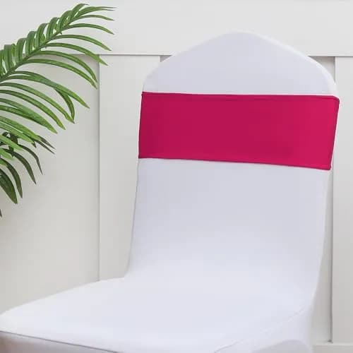 Gankar Hot Pink Spandex Chair Sashes 50 Pack | Elastic Chair Bows for Wedding Party Birthday Decor, Folding Chairs Decoration (50 Count) thumbnail 5