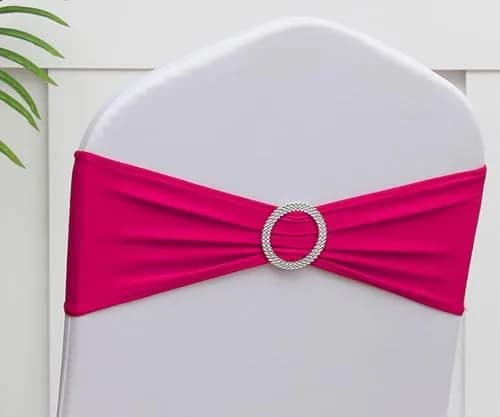 Gankar Hot Pink Spandex Chair Sashes 50 Pack | Elastic Chair Bows for Wedding Party Birthday Decor, Folding Chairs Decoration (50 Count) thumbnail 7
