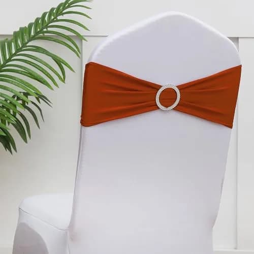 Gankar Terracotta Spandex Chair Sashes 50 Pack | Modern Style, Elastic Closure, 1.41 kg thumbnail 6