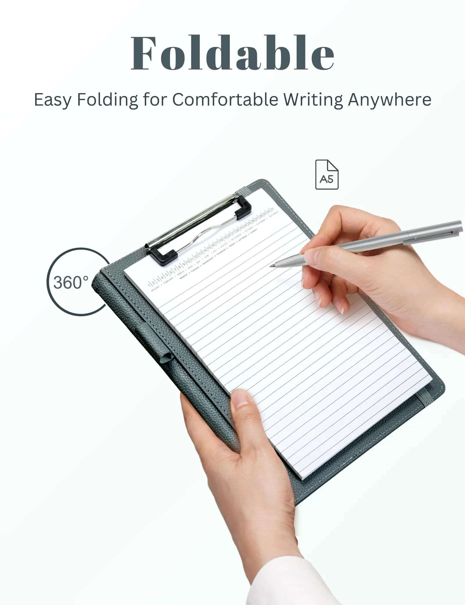 Mymazn Junior A5 Padfolio Grey Green | Fits 5x8 Inch Writing Pads, 7.4 x 9.3 Inches - view 7