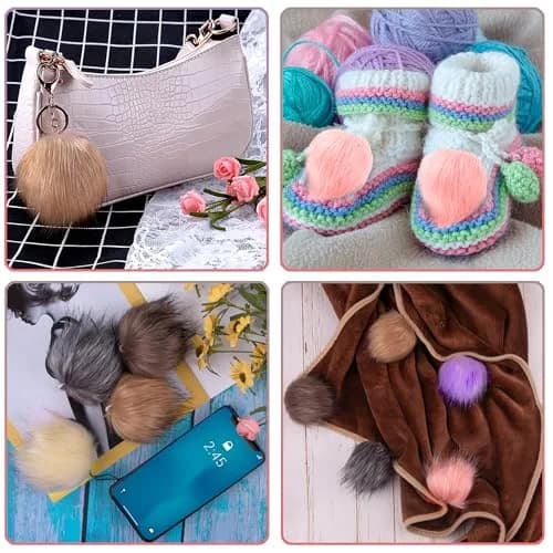 SIQUK 20 Pieces Faux Fur Pom Pom Balls 10 cm (3.94 in) | DIY Craft Accessories thumbnail 7