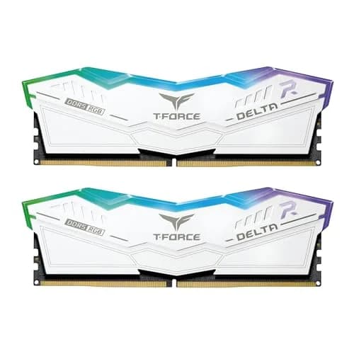 TEAMGROUP T-Force Delta RGB DDR5 RAM 32GB (2x16GB) 6000MHz White | High-Speed Desktop Memory Module — White