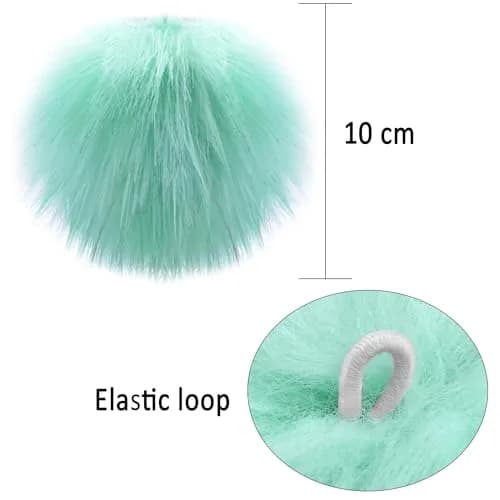 SIQUK Faux Fur Fluffy Pom Pom 20 Pieces | 10 cm Diameter Rainbow thumbnail 4