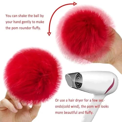 SIQUK Faux Fur Fluffy Pom Pom 20 Pieces | 10 cm Diameter Rainbow thumbnail 3