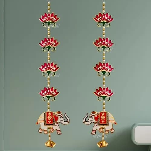 Divyakosh Red Lotus Elephant Door Hanging 66cm (26 Inch) | Authentic Pooja Decor thumbnail 6