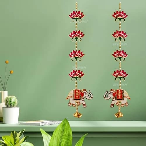 Divyakosh Red Lotus Elephant Door Hanging 66cm (26 Inch) | Authentic Pooja Decor thumbnail 8