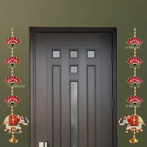 Divyakosh Red Lotus Elephant Door Hanging 66cm (26 Inch) | Authentic Pooja Decor thumbnail 2