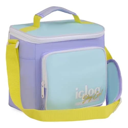 Igloo Lilac Breeze Retro Square Lunch Bag | Insulated, Holds 9 Cans, Stylish & Portable (70-120c) thumbnail 1