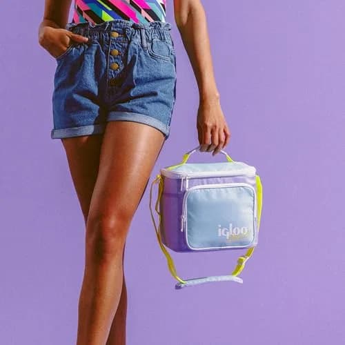 Igloo Lilac Breeze Retro Square Lunch Bag | Insulated, Holds 9 Cans, Stylish & Portable (70-120c) thumbnail 5