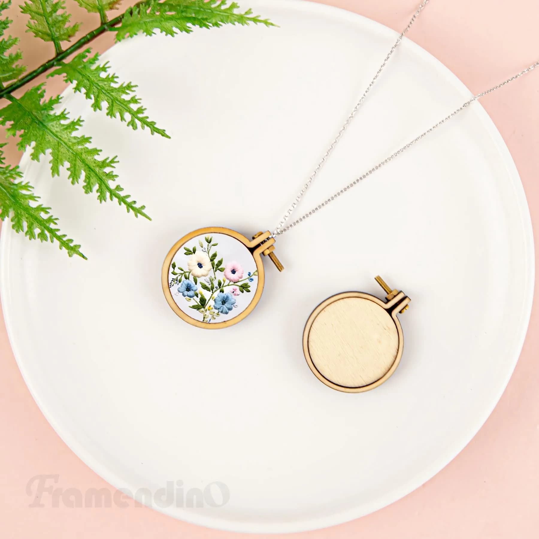 Framendino Mini Wood Embroidery Hoops 1.38x1.18 Inch (10 Pack) | DIY Pendant Keychain Frames - view 6