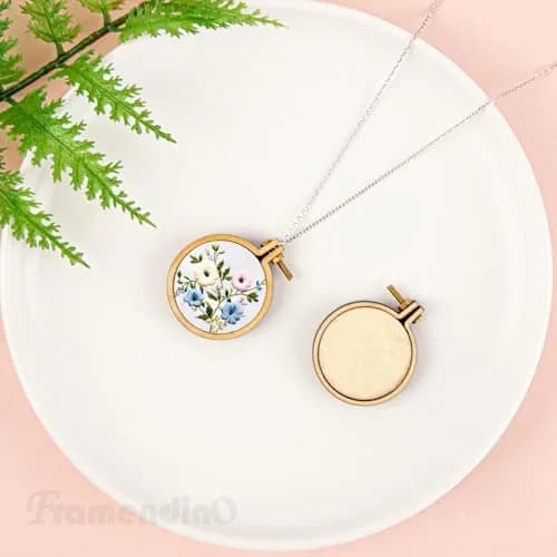 Framendino Mini Wood Embroidery Hoops 1.38x1.18 Inch (10 Pack) | DIY Pendant Keychain Frames thumbnail 6