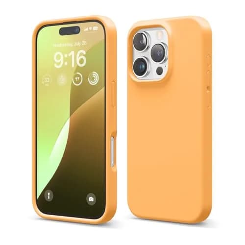 elago Premium Liquid Silicone Case for iPhone 16 Pro Orange | Full Body Shockproof Slim Cover thumbnail 1