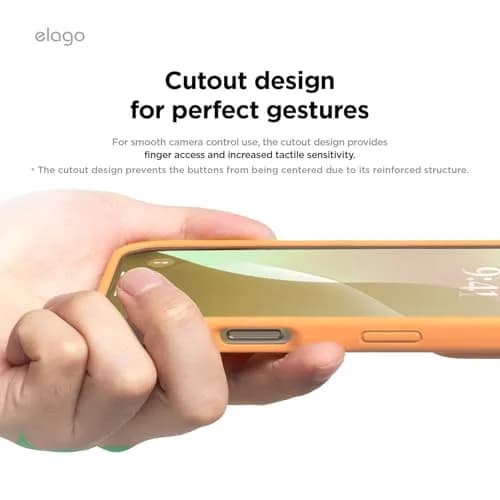 elago Premium Liquid Silicone Case for iPhone 16 Pro Orange | Full Body Shockproof Slim Cover thumbnail 6
