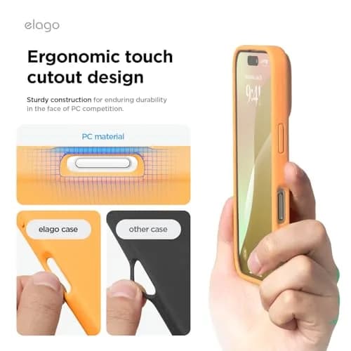 elago Premium Liquid Silicone Case for iPhone 16 Pro Orange | Full Body Shockproof Slim Cover thumbnail 7
