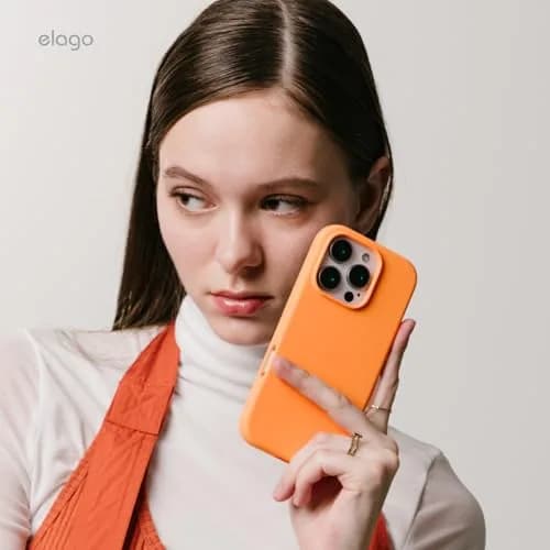 elago Premium Liquid Silicone Case for iPhone 16 Pro Orange | Full Body Shockproof Slim Cover thumbnail 9