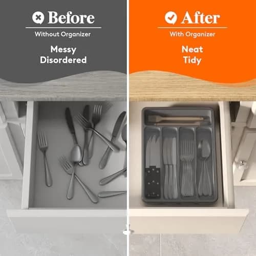 Lifewit Silverware Organizer with Lid, Covered Utensil Tray, 9.5x12.7 inches | Dust-Free Cutlery Storage thumbnail 8