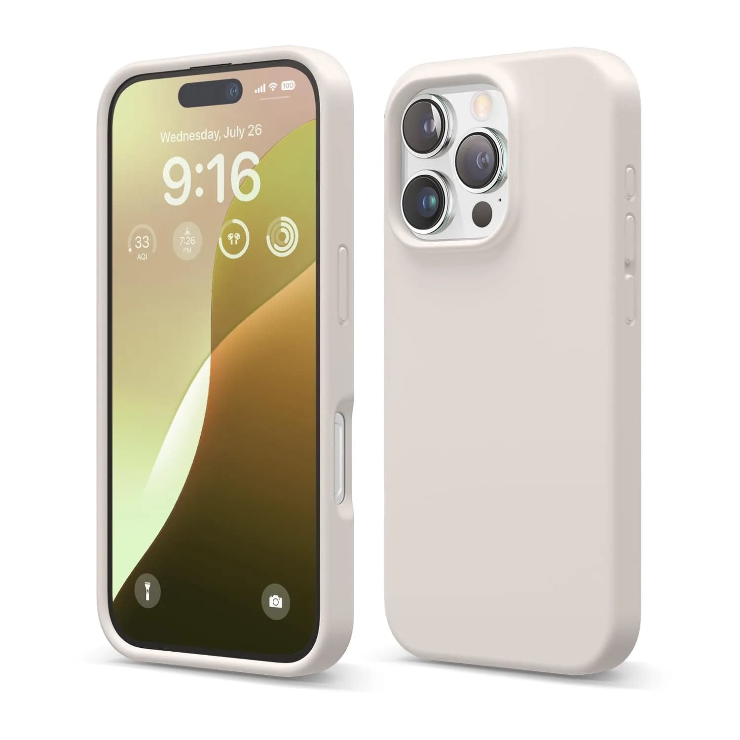 elago Premium Liquid Silicone Case for iPhone 16 Pro Stone | Full Body Shockproof Slim Cover — Stone