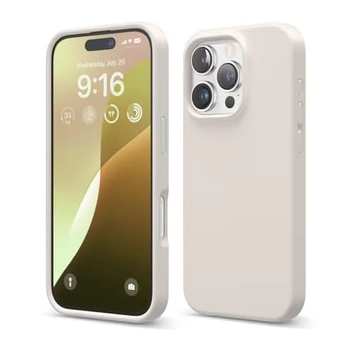 elago Premium Liquid Silicone Case for iPhone 16 Pro Stone | Full Body Shockproof Slim Cover thumbnail 1