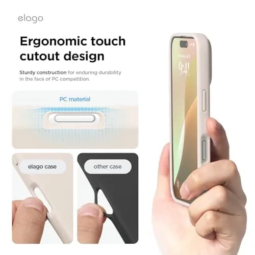 elago Premium Liquid Silicone Case for iPhone 16 Pro Stone | Full Body Shockproof Slim Cover thumbnail 7