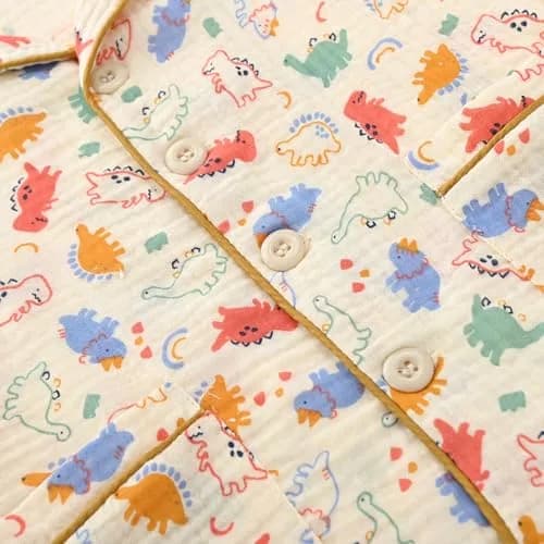 BINIDUCKLING Kids Pajamas Boys Button Up Short Pjs 6-7 Years Dinosaurs | Fluffy Cotton Summer Sleepwear thumbnail 3