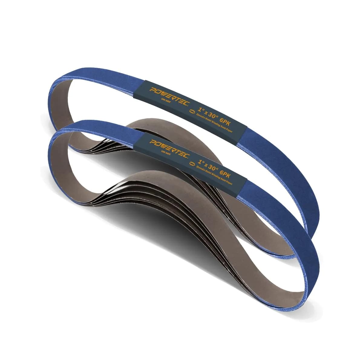 POWERTEC 1x30 Sanding Belts 100 Grit Zirconia | Heavy Duty, Long-Lasting Abrasive for Wood & Metal