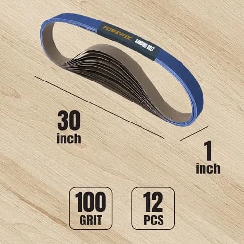 POWERTEC 1x30 Sanding Belts 100 Grit Zirconia | Heavy Duty, Long-Lasting Abrasive for Wood & Metal thumbnail 2