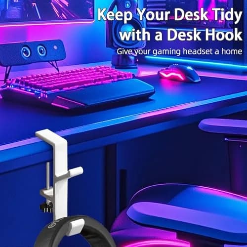 CaLeQi White Double Hook Desk Mount Bag Holder Clamp 10.2 cm (4 inch) | Max 13.6 kg (30 lb) Capacity thumbnail 6