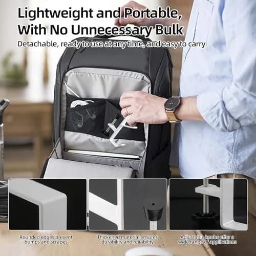 CaLeQi White Double Hook Desk Mount Bag Holder Clamp 10.2 cm (4 inch) | Max 13.6 kg (30 lb) Capacity thumbnail 8