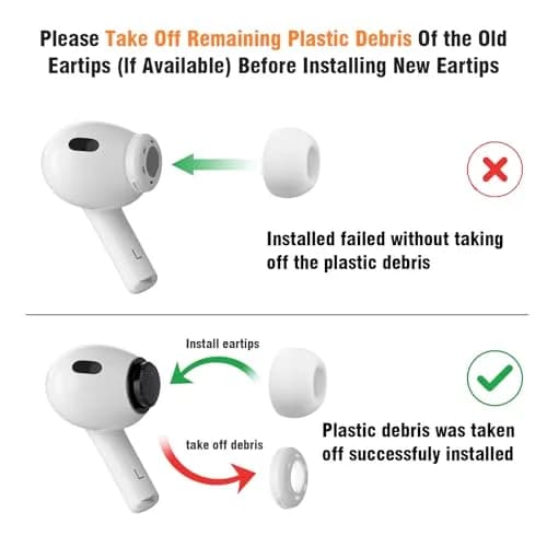 VUBOJO Replacement Ear Tips for AirPods Pro 2nd/1st Gen (S/M/L) | Noise Reduction & Dust Guard thumbnail 2