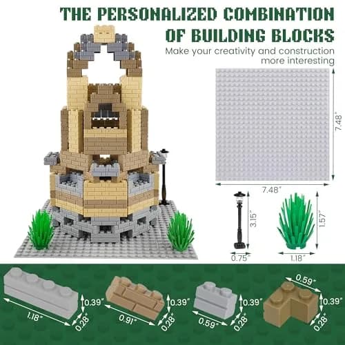 ekuzi Masonry Profile Building Bricks Set, 218 pcs | Compatible with Major Brands, Educational Toy for Kids 6+ thumbnail 5