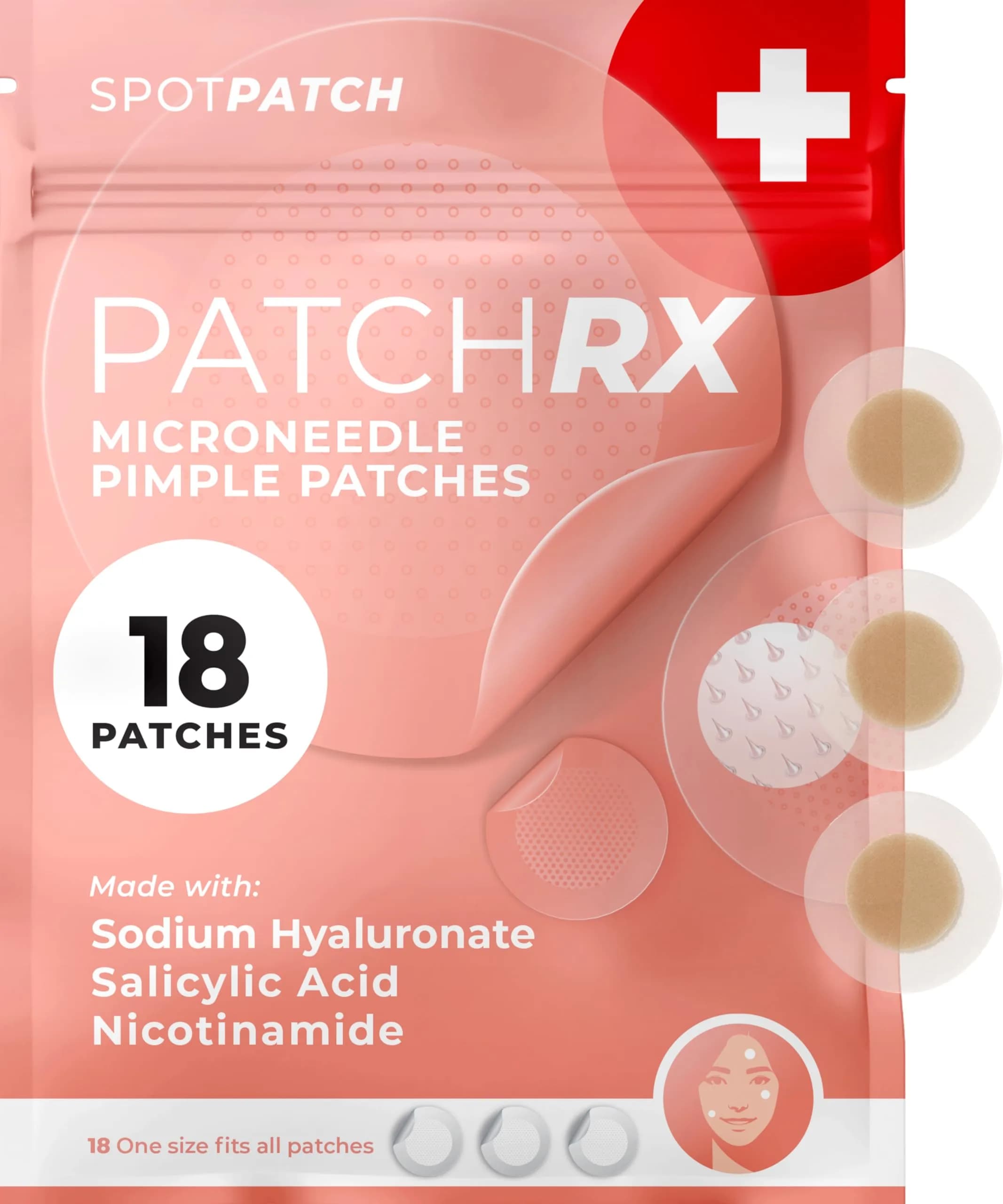 PatchRx Micro Needle Pimple Patch 18 Count | Hydrocolloid Micropoint Acne Treatment - main product image