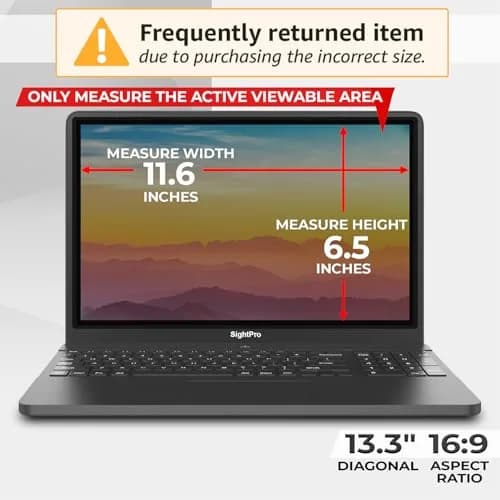 SightPro Magnetic Laptop Privacy Screen 13.3 Inch 16:9 | Patented Removable Filter Shield thumbnail 2