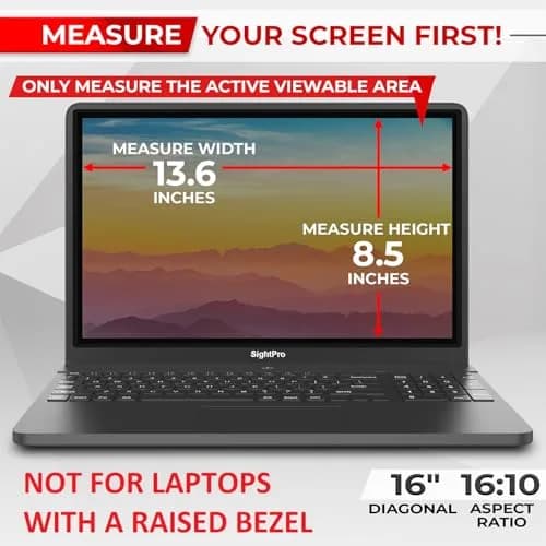 SightPro Magnetic Laptop Privacy Screen 16 Inch 16:10 | Patented Removable Filter thumbnail 2