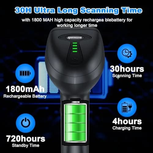 Symcode MJ-4590A Wireless 1D Laser Barcode Scanner with Auto-Sensing Stand & Battery Indicator | 200m Range thumbnail 2