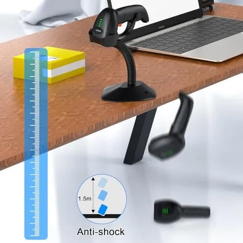 Symcode MJ-4590L 1D Wired Laser Barcode Scanner with Stand | Reads Damaged & Screen Codes thumbnail 6