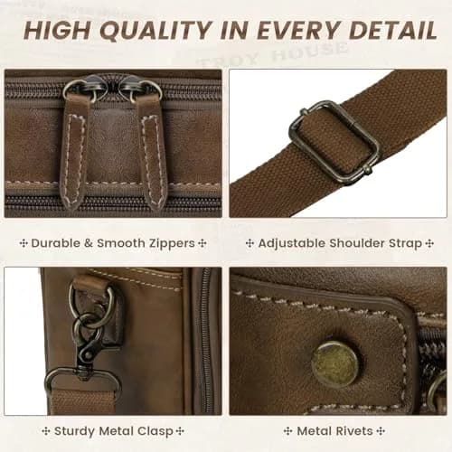 RAINSMORE Men's Leather Laptop Briefcase 43.4cm (17.1 inch) | Vintage Messenger Bag for Business & Travel thumbnail 5