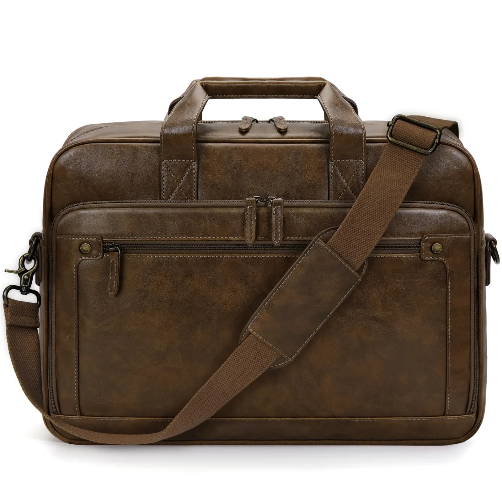 RAINSMORE Men's Leather Laptop Briefcase 43.4cm (17.1 inch) | Vintage Messenger Bag for Business & Travel - view 8