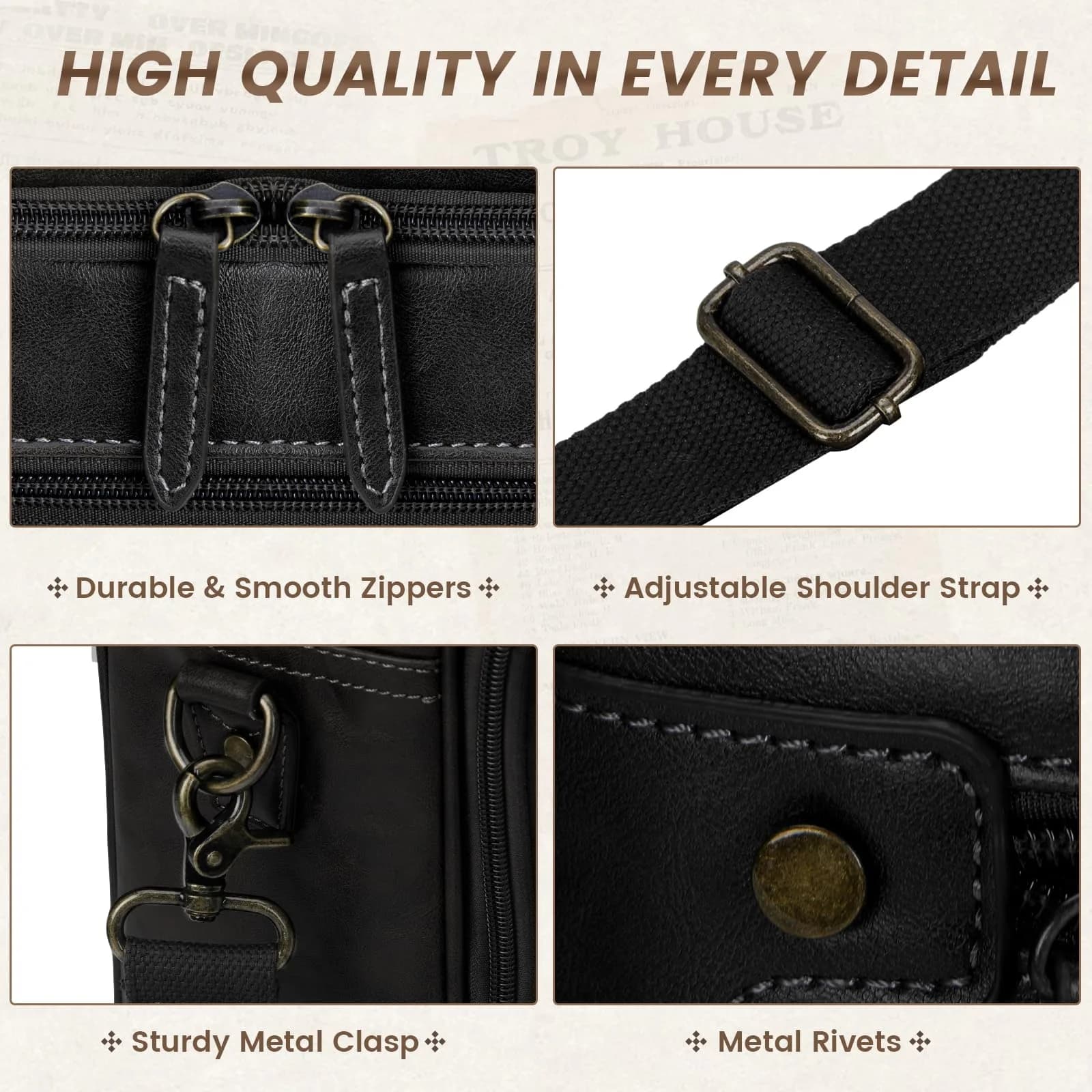 RAINSMORE Men's Leather Laptop Briefcase 16 Inch Vintage Messenger Bag | 40.9cm x 12.9cm x 30.5cm - view 5