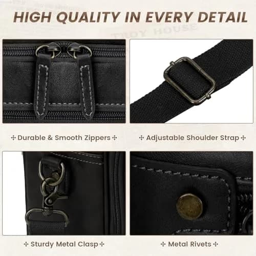 RAINSMORE Men's Leather Laptop Briefcase 16 Inch Vintage Messenger Bag | 40.9cm x 12.9cm x 30.5cm thumbnail 5