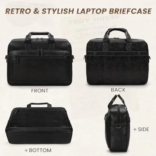 RAINSMORE Men's Leather Laptop Briefcase 16 Inch Vintage Messenger Bag | 40.9cm x 12.9cm x 30.5cm thumbnail 7