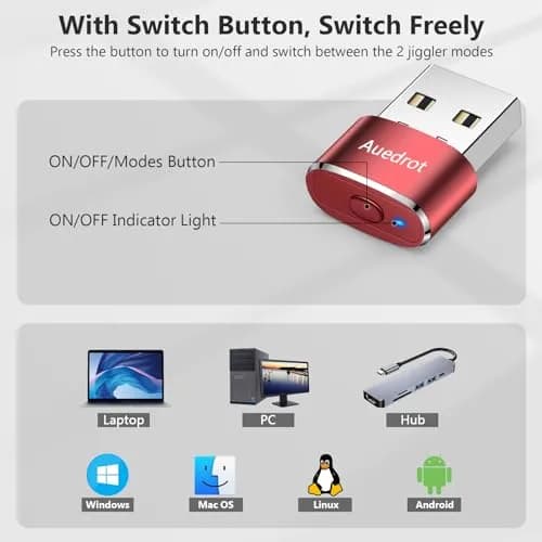 AUEDROT Metal Mouse Jiggler 2 PCS | Undetectable USB Mouse Mover for Computer & Laptop | Keep Active & Awake thumbnail 5