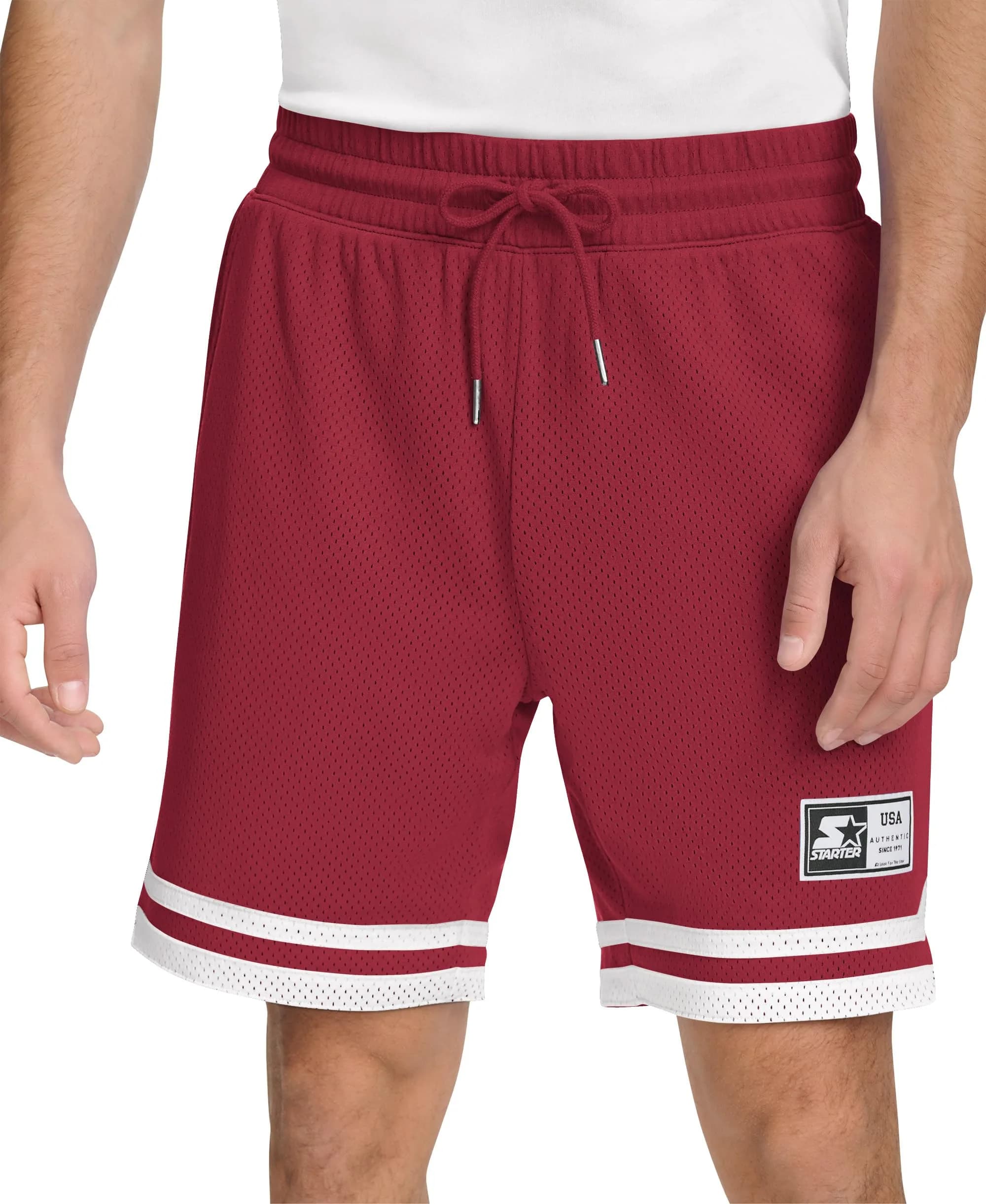 STARTER Heavyweight Mesh Basketball Short, Burgundy, Large | Classic Fit & 8" Inseam — Burgundy