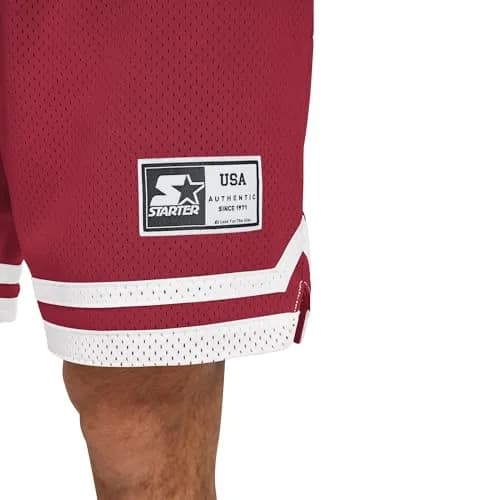 STARTER Heavyweight Mesh Basketball Short, Burgundy, Large | Classic Fit & 8" Inseam thumbnail 2