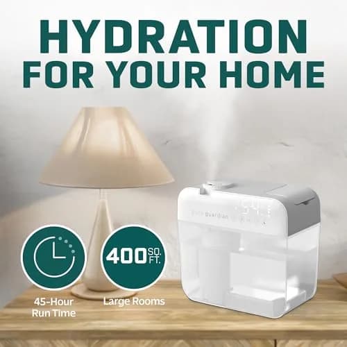 PureGuardian 1 Gallon Ultrasonic Humidifier | 48-Hour Run, Humidistat, Filter-Free, White thumbnail 4