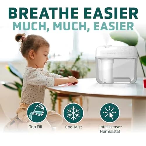PureGuardian 1 Gallon Ultrasonic Humidifier | 48-Hour Run, Humidistat, Filter-Free, White thumbnail 3