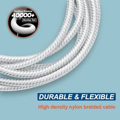 TOP-UP 2 in 1 USB to USB C Cable 3FT, 60W Braided Type C Charger Cord | Fast Charging & Durable thumbnail 7