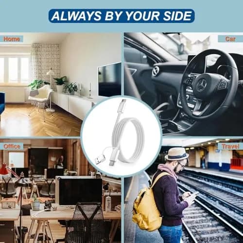 TOP-UP 2 in 1 USB to USB C Cable 3FT, 60W Braided Type C Charger Cord | Fast Charging & Durable thumbnail 8